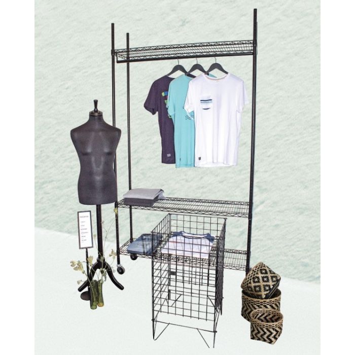 Garderobe Reol - TUBO  (B 122 x D 36 x H 220 cm.) - Sort