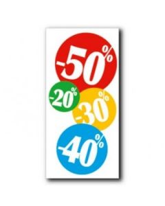 Plakat.  20%, 30%, 40% og 50% i papir. 80 x H165 cm