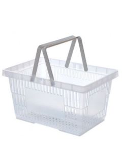 Indkøbskurv, 22 L. Transparent plast H 22,5 cm. 2 håndtag